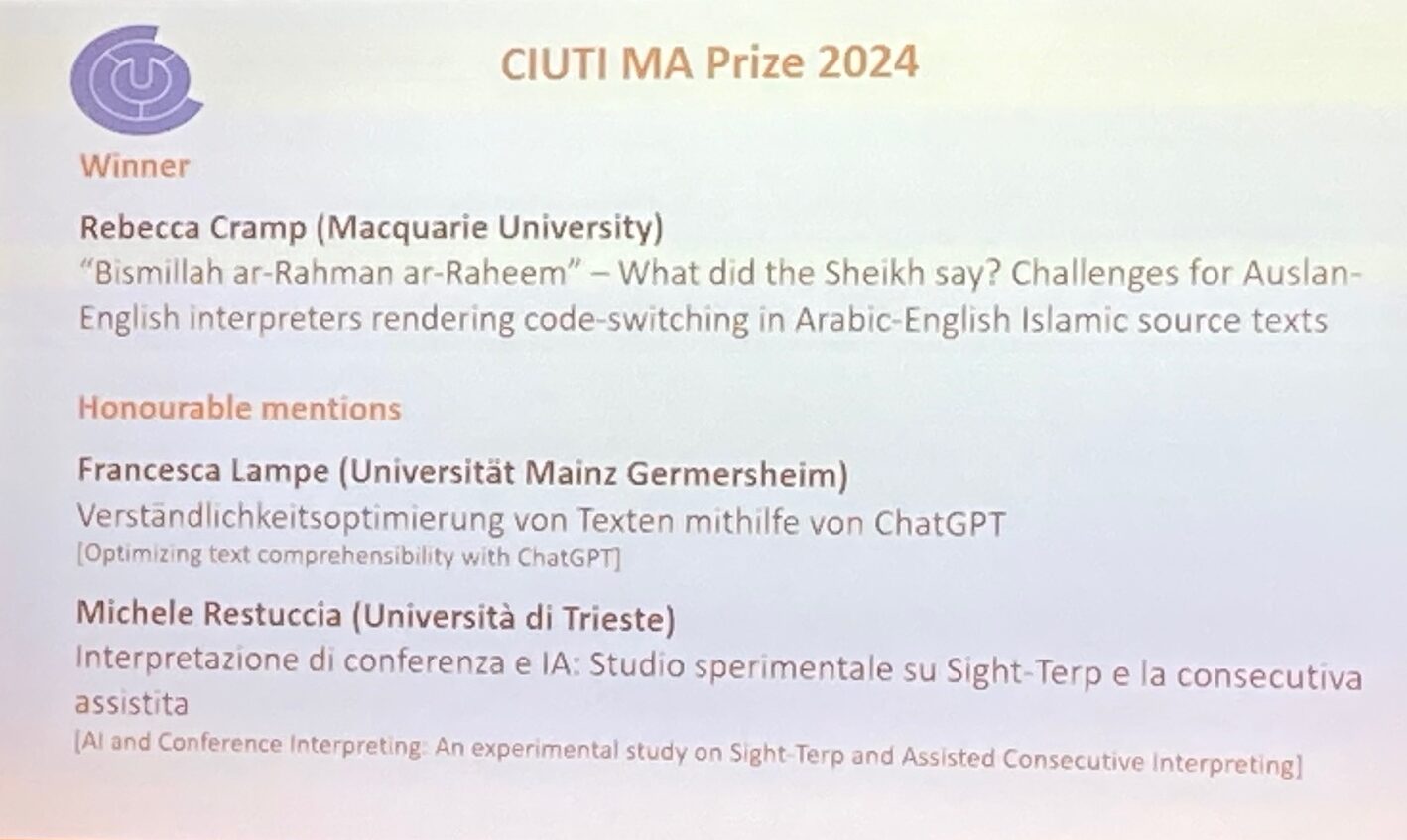 CIUTI MA Preisträger